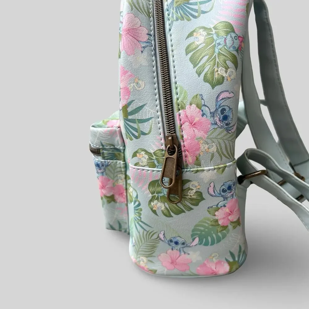 Loungefly Disney Lilo & Stitch Tropical Floral Mini Backpack Pastel Blue Vegan